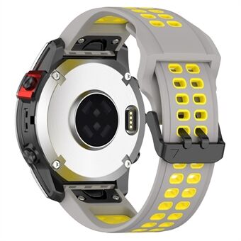 For Garmin Enduro / Fenix 7X / 7X Solar / COROS Quick 2 Silikonklokkerem 26 mm tofarget klokkerem Hurtigutløserklokkerem med dobbelthullsspenne