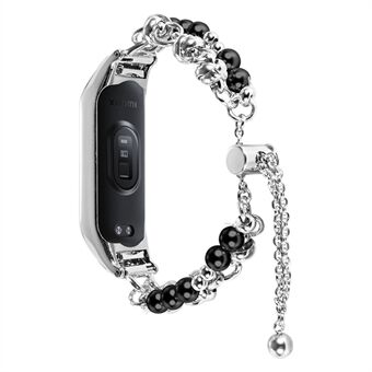 For Xiaomi Mi Band 3/4 perle smykker klokkerem for kvinner, jenter, glidende justerbar metallarmbånd