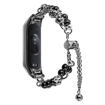 For Xiaomi Mi Band 5 / 6 metallklokkebånd glidende justerbar perle smykker håndleddsrem for kvinner jenter
