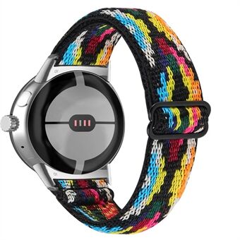 For Google Pixel Watch Flettet klokkebånd Pustende justerbar håndleddsrem med sølvadapter