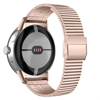 For Google Pixel Watch Smart Watch Band Justerbar håndleddsrem i rustfritt Steel med doble spenner