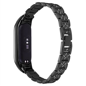 For Xiaomi Mi Band 5/6 Rhinestone Decor Smart Watch Band med tre perler metall håndleddsrem