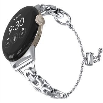 For Google Pixel Watch Smartwatch-rem Erstatning perlekjede Rustfri stropp Armbåndsrem - Sølv