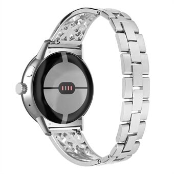 Klokkebånd for Google Pixel Watch, Rustfritt Steel Rhinestone Dekor Erstatningsarmbånd - Sølv