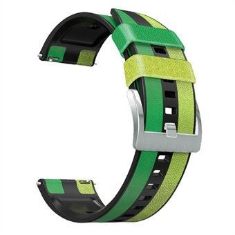 For Huawei Watch Buds / GT 3 SE / GT 3 Pro Trefarge Design Lærbelagt silikonarmbånd 22 mm erstatningsklokkerem