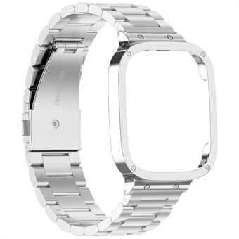 For Xiaomi Redmi Watch 3 / Mi Watch Lite 3 klokkerem i rustfritt Steel 20 mm klokkebånd med urkasse - sølv