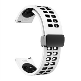 Silikonklokkerem for Garmin Forerunner 265 / Honor Watch GS 3i, 22 mm tofarget magnetrem med svart sammenleggbar spenne