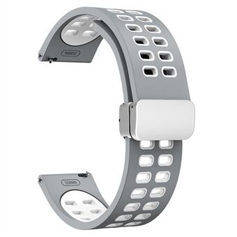 22 mm silikonklokkerem for Garmin Forerunner 265 / Honor Watch GS 3i , tofarget magnetisk bånd med sølv sammenleggbar spenne