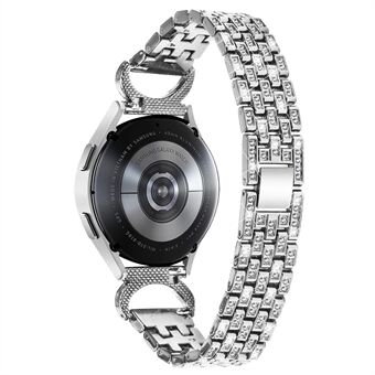 Rhinestone dekorbånd for Samsung Galaxy Watch3 41mm / Watch4 Active 40mm / Watch 5 Active 40mm / Watch4 40mm 44mm / Watch 5 40mm 44mm , 5-perle 20mm rustfritt Steel klokkerem