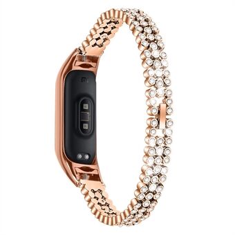 For Xiaomi Smart Band 8 Rhinestone Decor Rustfri Steel Erstatning Smartwatch-armbånd