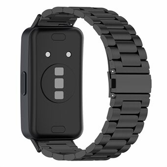 For Huawei Band 8 klokkerem 3-perler rustfritt Steel Smartwatch-rem - svart