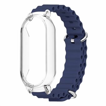 For Xiaomi Smart Band 8 Silikonklokkerem Justerbar Ocean Watch Band med gjennomsiktig veske