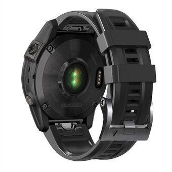 For Garmin Tactix 7 Pro / Fenix ​​​​7X / Fenix ​​​​6X Pro Silikonklokkerem 26 mm håndledd med svart spenne