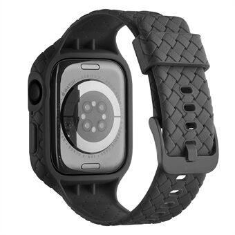 For Apple Watch Series 8/7 45 mm vevd tekstur TPU-klokkerem Integrert klokkerem med etui