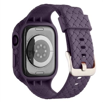 For Apple Watch Series 8/7 41 mm vevd tekstur TPU-armbånd integrert klokkerem med etui