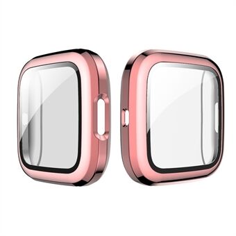 Electroplating PC Frame + Tempered Glass Screen Protector Cover Case for Fitbit Versa 2