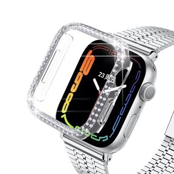 Shiny Rhinestone Hard PC Clear Watch Case Edge Protector for Apple Watch Series 7 45mm