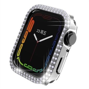 Elektroplettering Hard PC Rhinestone Decor Smart Watch Case Cover for Apple Watch Series 7 41mm