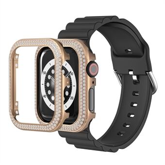 Anti-Fall Sink Alloy Watch Protective Case Cover med Rhinestone Decor for Apple Watch SE 44mm / Series 6/5/4 44mm