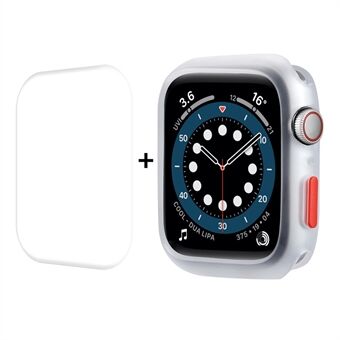 ENKAY lukket knappdeksel Smart Watch TPU-beskyttelsesveske med Hot Bending Buet myk PET-skjermbeskytter for Apple Watch Series 7 45mm