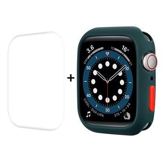 ENKAY-knappdeksel Mykt TPU-klokkehus Shell med buet PET-skjermbeskytter i full størrelse for Apple Watch Series 7 41 mm