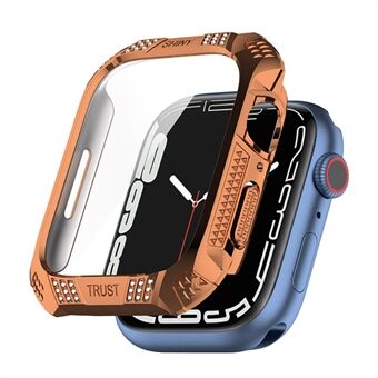 For Apple Watch Series 7 41 mm galvanisering PC-klokke-beskyttelsesdeksel med rhinestone-dekor + skjermbeskytter i herdet glass