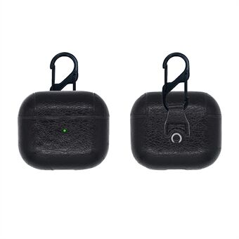 PU-skinnbelagt PC-ørepluggdeksel Bluetooth-øretelefonbeskyttelsesdeksel med hengende krok for Apple AirPods 3