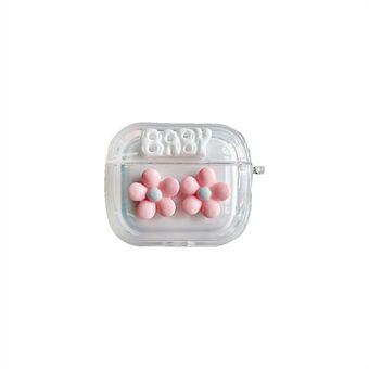For Apple AirPods 3 Cute Pink Flower Earphone Case Myk TPU-hodetelefon Støtsikkert beskyttende deksel med vårnøkkelring