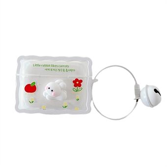 For Apple AirPods Pro Rabbit Design Beskyttelsesdeksel Myk TPU fallsikkert øretelefondeksel med klokkeanheng