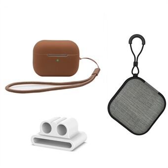 For Apple AirPods Pro 2 silikonetui Bluetooth-øretelefon Anti-dråpedeksel + håndstropp + klokkebånd ørepluggholder + oppbevaringsboks