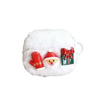 Soft Fluff Earbud Cover for AirPods 3, Christmas Snowman Palm Ring med ringspenne