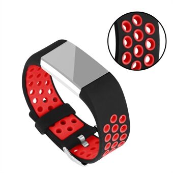 Bi-color Multihole Soft Silicone Sport Watch Band Strap for Fitbit Charge 2