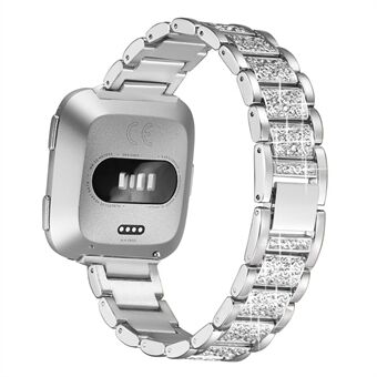 Rhinestone Decor Metal Watch Band Strap for Fitbit Versa
