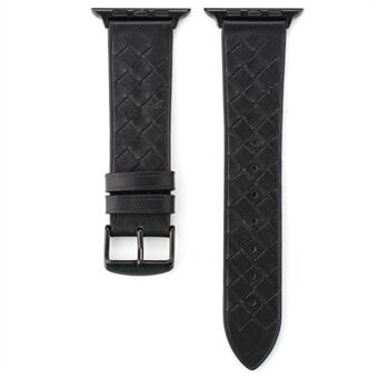 Genuine Leather Woven Texture Smart Watch Strap for Apple Watch Series 1 2 3 38mm/Watch Series 5 4 40mm