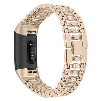 Candy Shape with Rhinestone Decor Stainless Steel Smart Bracelet Band for Fitbit Charge 4 / 3