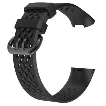 Breathable Hollow Silicone Watch Band for Fitbit Charge 4 / 3, Size: S