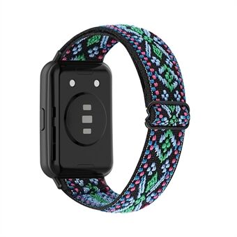 For Huawei Watch Fit 2 Smart Watch Band erstatning Etnisk stil Pustende flettet nylon håndleddsrem