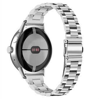 For Google Pixel Watch Stilig rustfritt Steel 3 perler Smart Watch Band erstatning håndleddsrem - Sølv