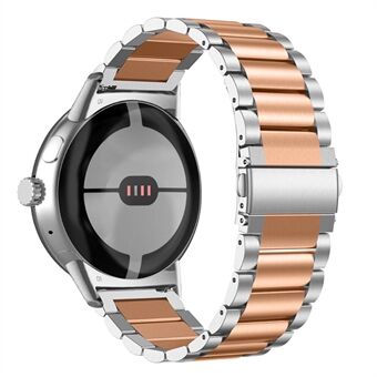 For Google Pixel Watch Elegant 316 rustfritt Steel 3 perler håndleddsrem polert erstatningssmartklokkerem