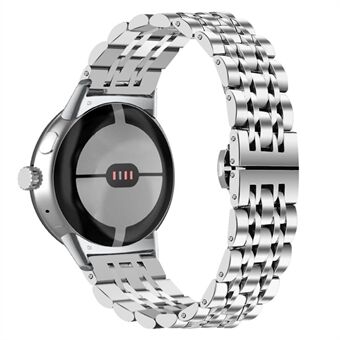 For Google Pixel Watch Luxury 7 Beads Rustfritt Steel Smart Watch Band Stilig erstatningshåndleddsrem - Sølv