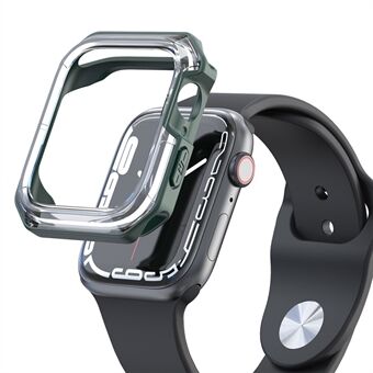 For Apple Watch Series 7 45 mm stilig gjennomsiktig dobbelfarge myk TPU hult klokkedeksel
