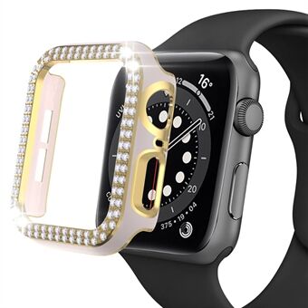 For Apple Watch Series 4/5/6 40 mm / SE 40 mm PC-klokke Halvt etui Elektroplettering To rader Rhinestones Design Beskyttelsesdeksel