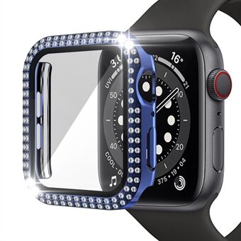 For Apple Watch SE / Series 4/5/6 44 mm Stilig Rhinestone + PC + Herdet glass Watch Case Cover