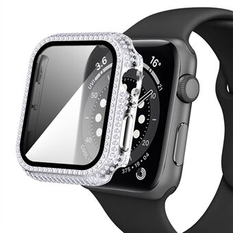 For Apple Watch SE / Series 4/5/6 44 mm godt beskyttet anti- Scratch Rhinestone dekorert PC Watch Case med herdet glass skjermbeskytter