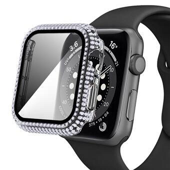 For Apple Watch SE / Series 4/5/6 40 mm fallsikker anti-slitasje Rhinestone dekorert PC Watch Case med herdet glass skjermbeskytter