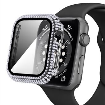 For Apple Watch Series 1/2/3 38 mm Rhinestone-dekorert PC Smart Watch-beskyttelsesdeksel med skjermbeskytter i herdet glass