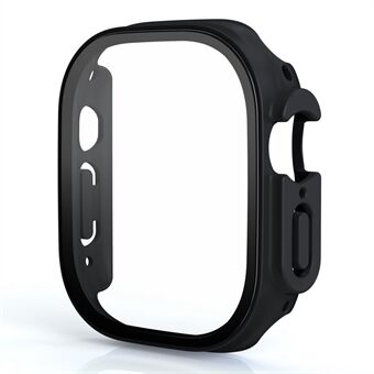 For Apple Watch Ultra 49 mm hardt PC-lommebokveske med herdet glass skjermbeskytter Anti-fall matt beskyttelsesdeksel