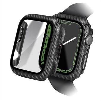 For Apple Watch Series 1 / 2 / 3 38 mm hard PC-klokkeramme Karbonfiberdeksel med stor hardhet herdet glass skjermfilm - svart