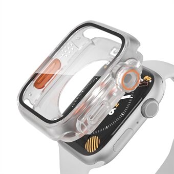 For Apple Watch Series 8 7 41 mm vanntett etui Ultratynn støtsikker hardt PC-deksel med herdet glass skjermbeskytter