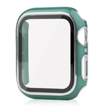 For Apple Watch SE (2022) 44 mm alt-inkludert klokkedeksel Tofarget galvanisering PC-deksel med herdet glass skjermbeskytter